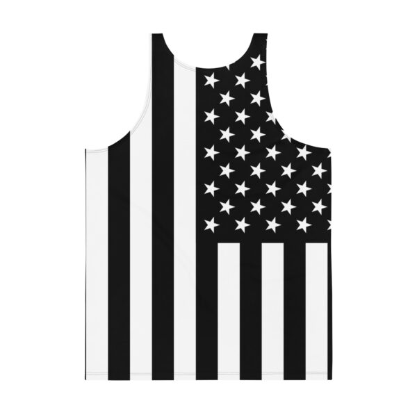 Black And White American Flag Unisex Tank Top - Image 2