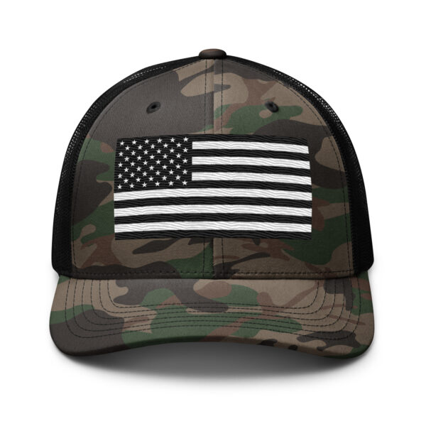 Black And White American Flag Camouflage trucker hat
