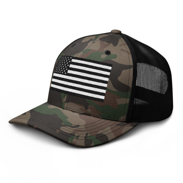 Black And White American Flag Camouflage trucker hat - Image 3
