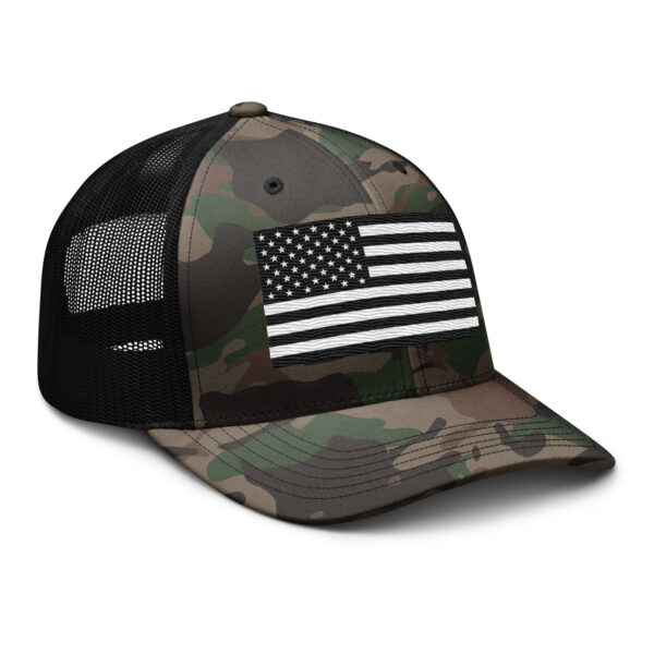 Black And White American Flag Camouflage trucker hat - Image 4