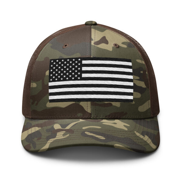 Black And White American Flag Camouflage trucker hat - Image 5