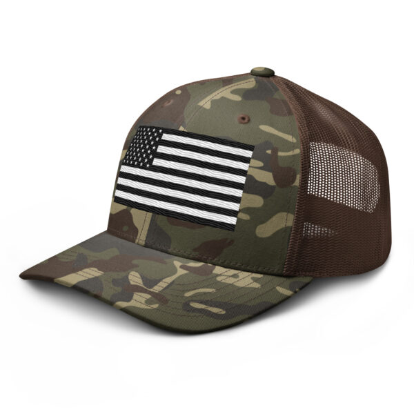 Black And White American Flag Camouflage trucker hat - Image 7