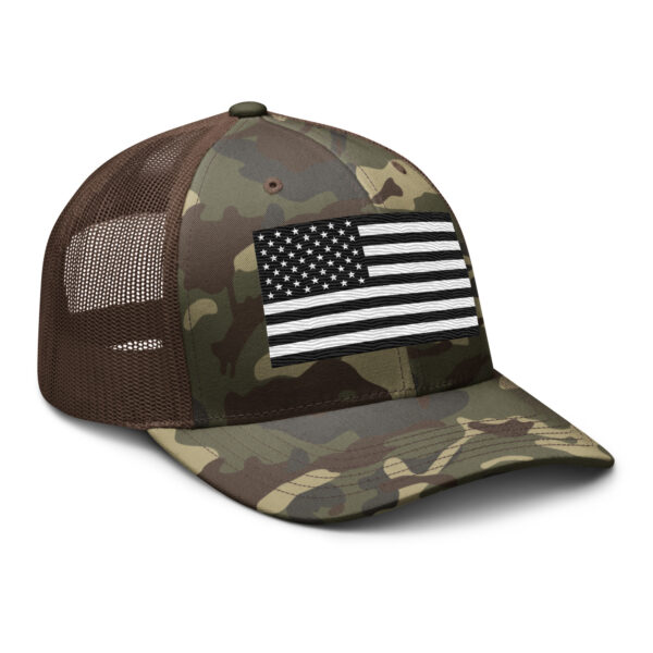 Black And White American Flag Camouflage trucker hat - Image 8