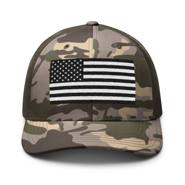 Black And White American Flag Camouflage trucker hat - Image 9
