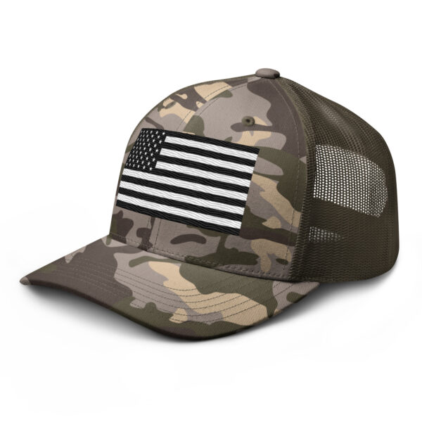 Black And White American Flag Camouflage trucker hat - Image 11