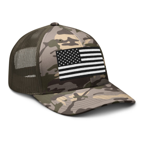 Black And White American Flag Camouflage trucker hat - Image 12