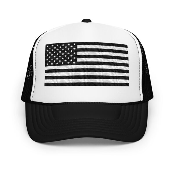 Black And White American Flag Foam trucker hat - Image 6