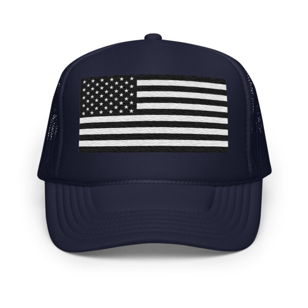 Black And White American Flag Foam trucker hat - Image 2