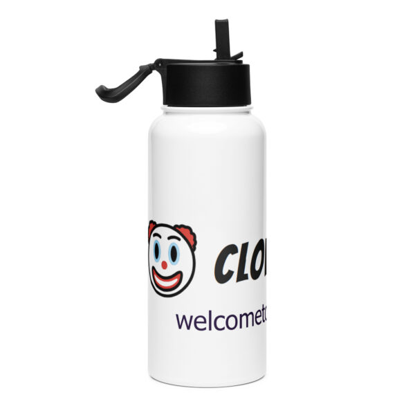 Welcome To Clownworld Stainless steel water bottle with a straw lid - Image 4